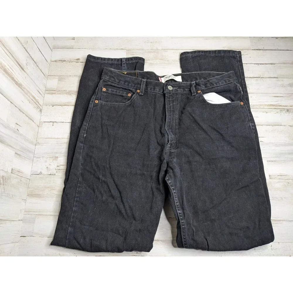 Vintage LEVI'S 550 Jeans 36x36 (35X35) Relaxed Fit  Black Tapered Denim Y2K‎